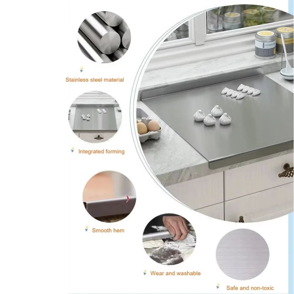 Large Stainless Steel Chopping Board – Double Panel Multifunctional Kitchen Cutting and Baking Board