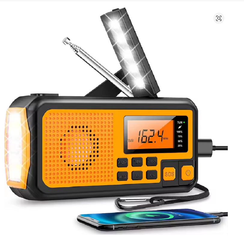 Emergency Solar Radio with Hand Crank and USB Charging Outdoor Survival Radio with Flashlight, SOS, and LED Torch