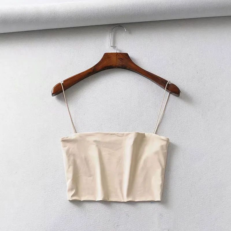 Women's Sexy Elastic Cotton Crop Cami – Sleeveless Summer Bar Tank Top