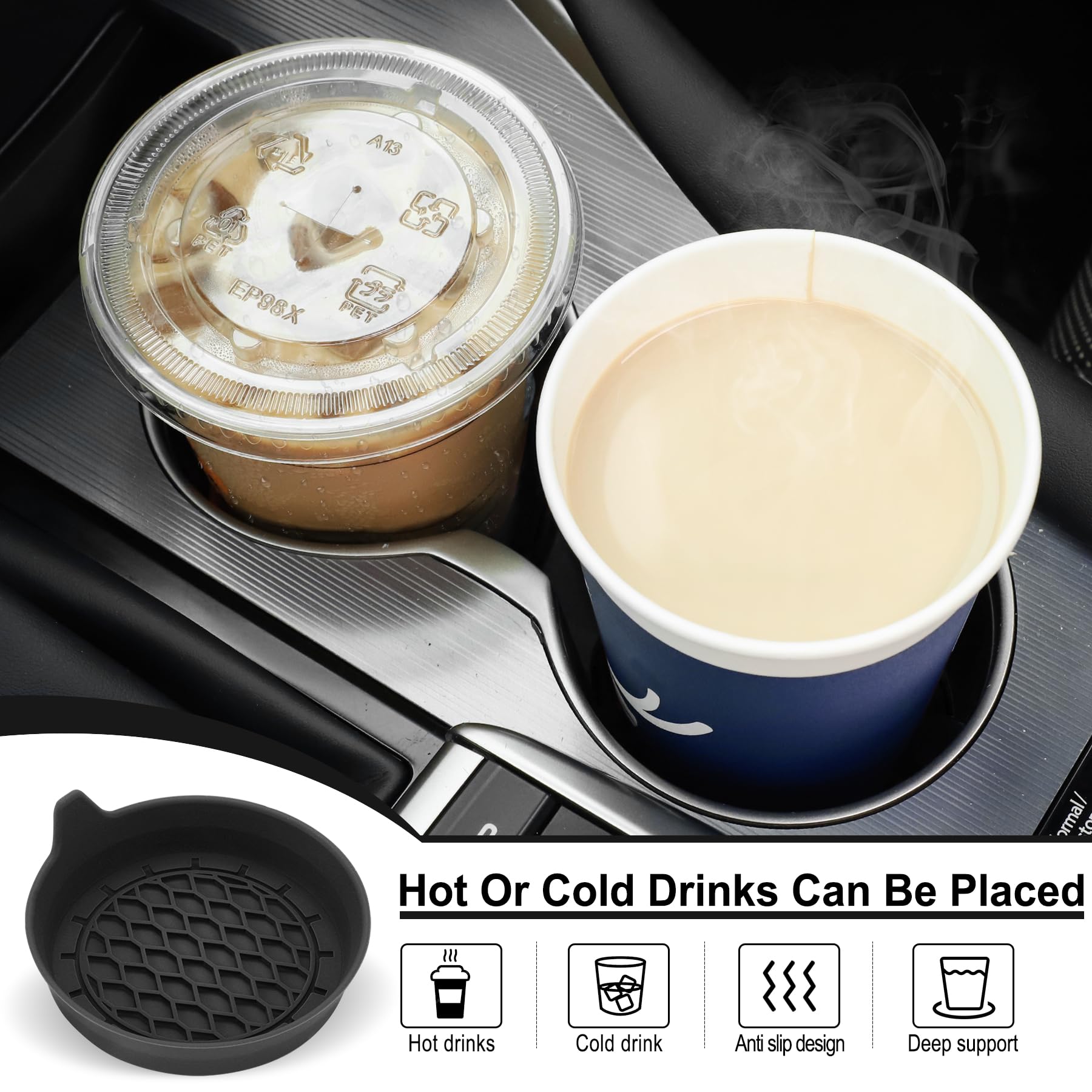 Universal Silicone Car Cup Holder Coaster, Non-Slip Insert, Anti-Scratch & Silent Cup Pad for Auto Interior Accessories
