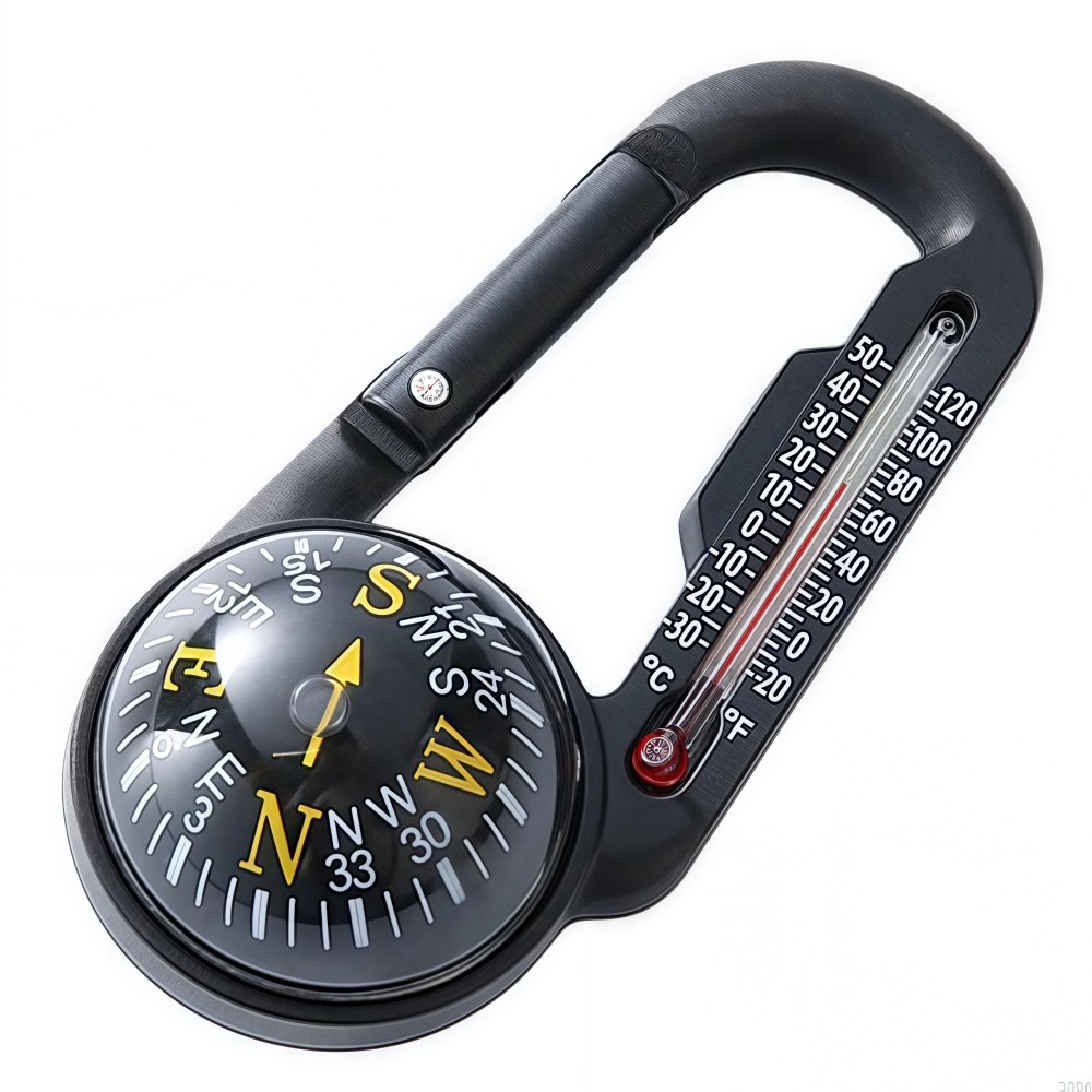 Multifunctional  Survival Carabiner Keychain with Compass and Thermometer