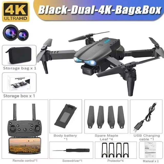 E99 Pro Drone with 6K Camera Foldable Quadcopter Remote Control UAV
