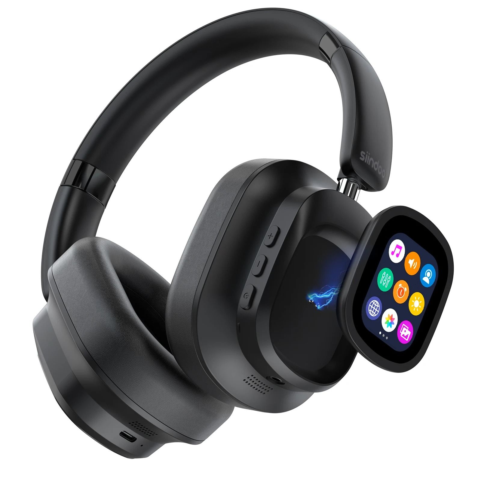 Hybrid Active Noise Cancelling Wireless Headphones – Touch Control with Integrated LED Screen