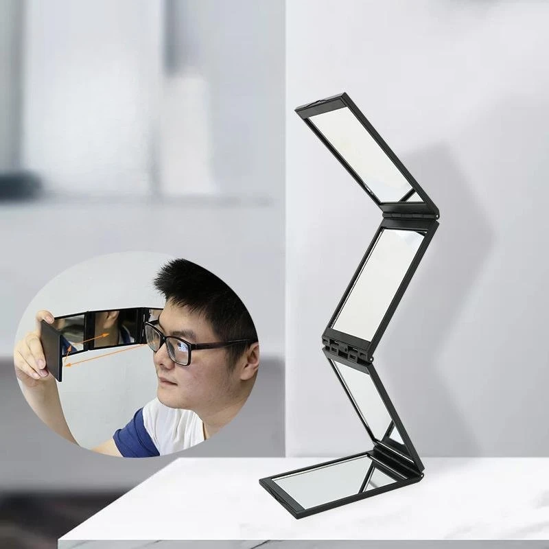 Portable Multi Angle Foldable DIY Full-length Mirror, Four Fold Bathroom Vanity Mirror