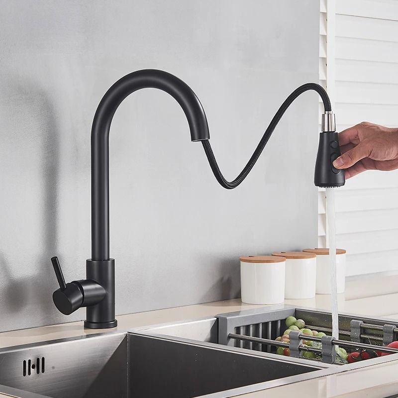 Pull Out kitchen faucet Silver Single Handle Swivel Sprayer Sink Water Mixer Tap