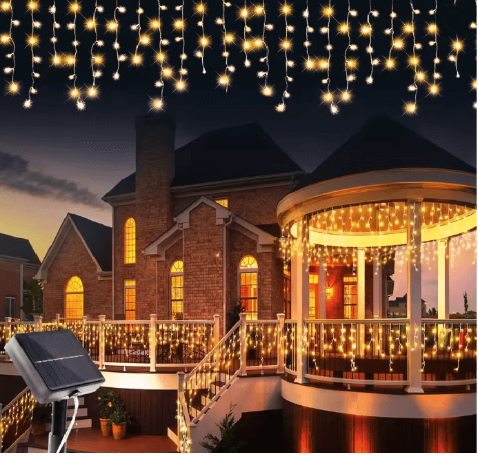 SolarGlow Icicle Holiday Lights