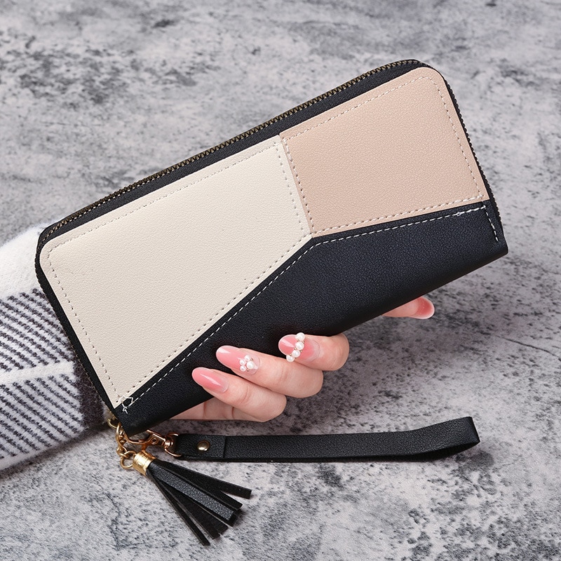 Womens Long Zipper Wallet PU Leather Card Holder Purse