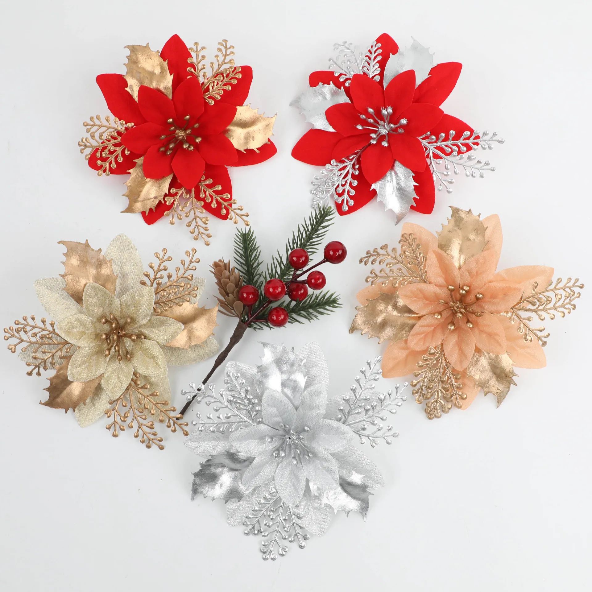Artificial Christmas Poinsettia Flower Decoration