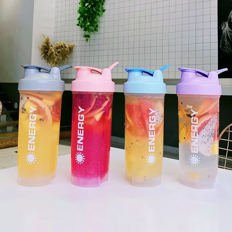 Summer Large-Capacity Shaker Cup – Outdoor Fitness Milkshake Cup, Shock-Resistant, with Stirring Ball, Scale, and Portab