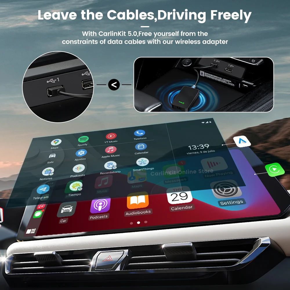 Carlin Kit 5.0 Wireless CarPlay Android Auto Adapter