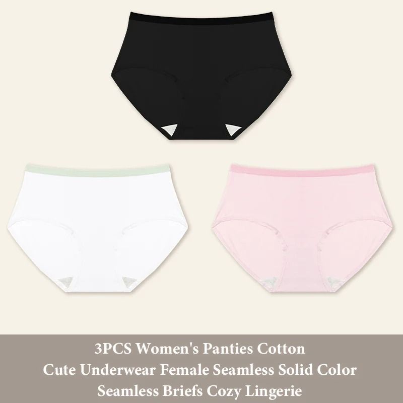 Women Seamless Cotton Brief Panties 3 Piece Set