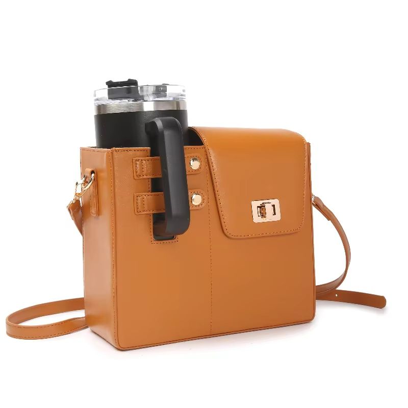 CarryEase Water Bottle Carrying Bag – Strap Style Stanley Tumbler Pouch & Coffee Cup Sleeve