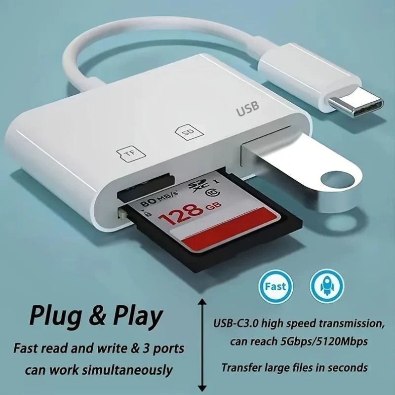3-in-1 Type-C Memory Card Reader Adapter