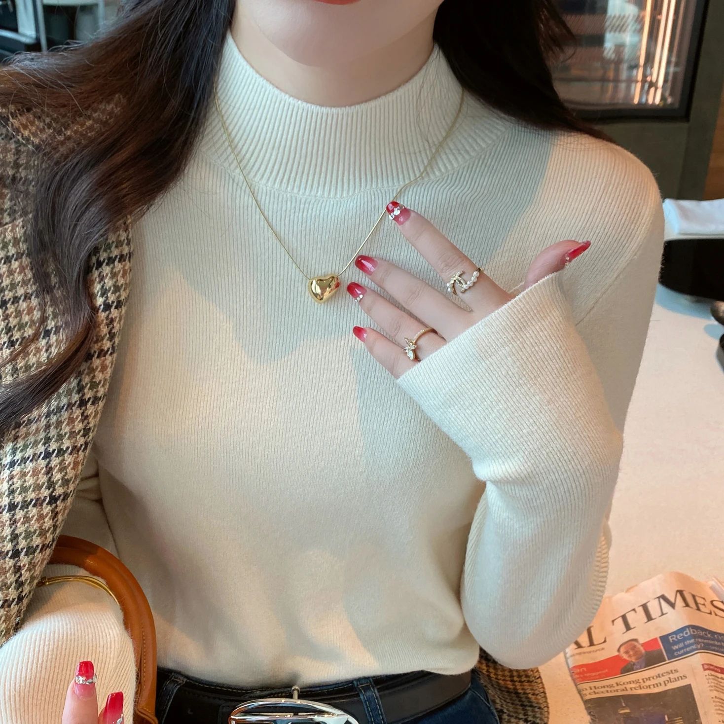 AOSSVIAO Womens Stretch Turtleneck Sweater