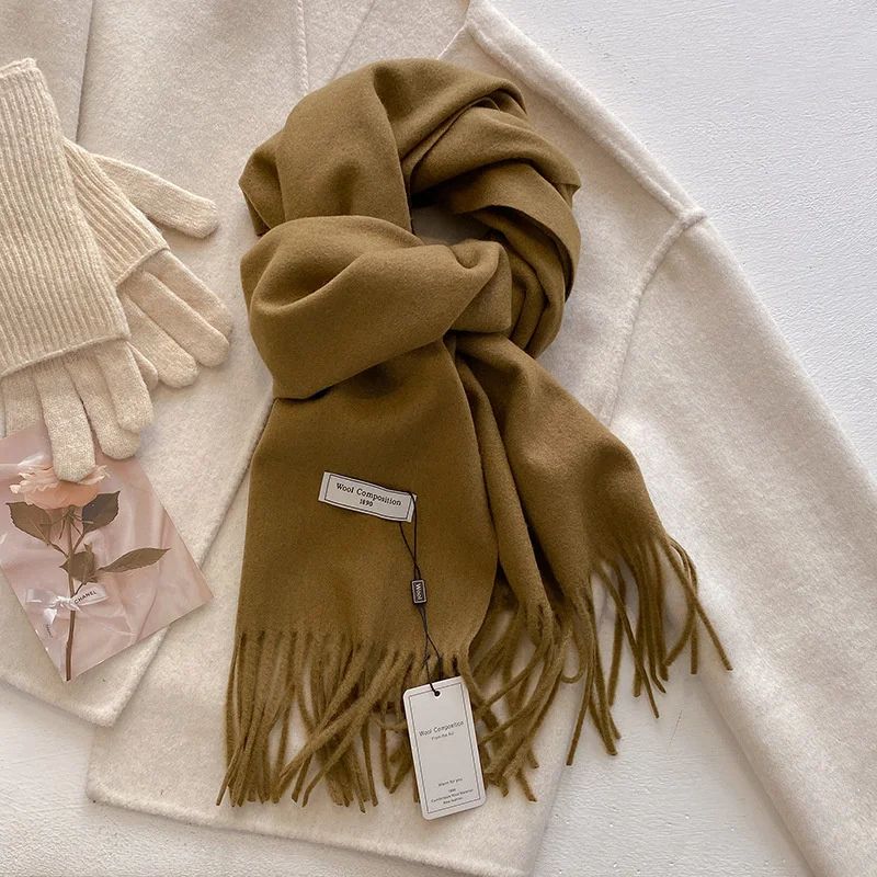 Luxury Winter Wool Blend Pashmina Scarf – Thick Cashmere-Feel Women's Shawl & Wrap 2024