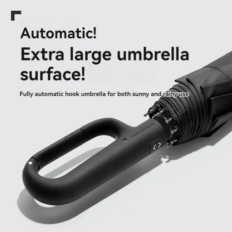 TINSOL Fully Automatic Ring Buckle Umbrella - Extra Large, Strong Windproof Sun & Rain Protection