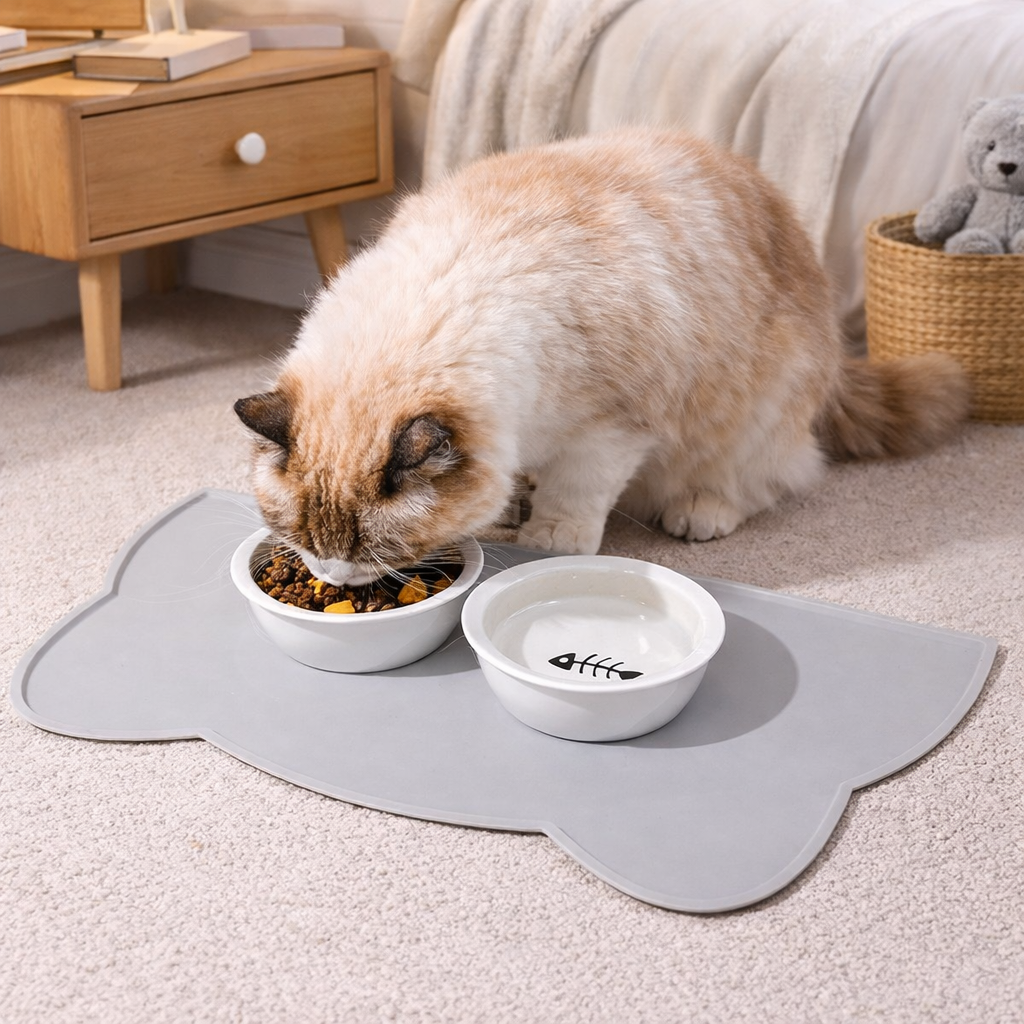 Food Grade Silicone Pet Mat Anti Slip Waterproof Leak Proof Pad for Cats & Dogs Easy to Clean
