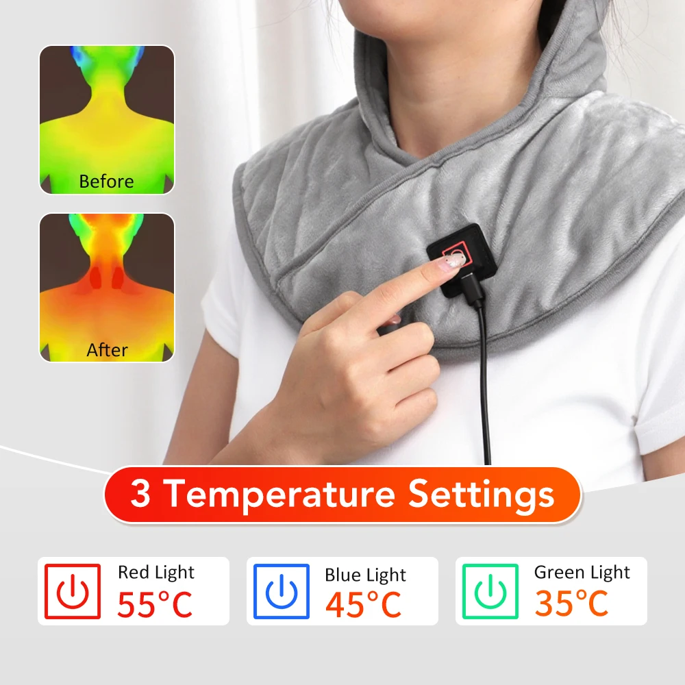 USB Heated Back Wrap, Electric Heating Shoulder Neck Pad, Soft Hot Compress Neck Shoulder Pad