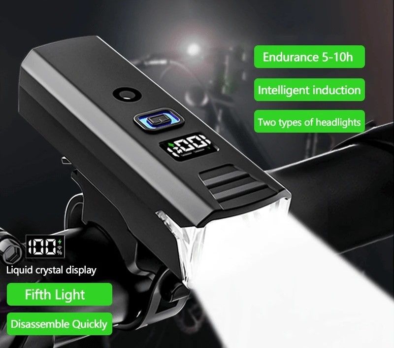 Smart Sensor Bicycle Front Light USB C Rechargeable LED Headlamp