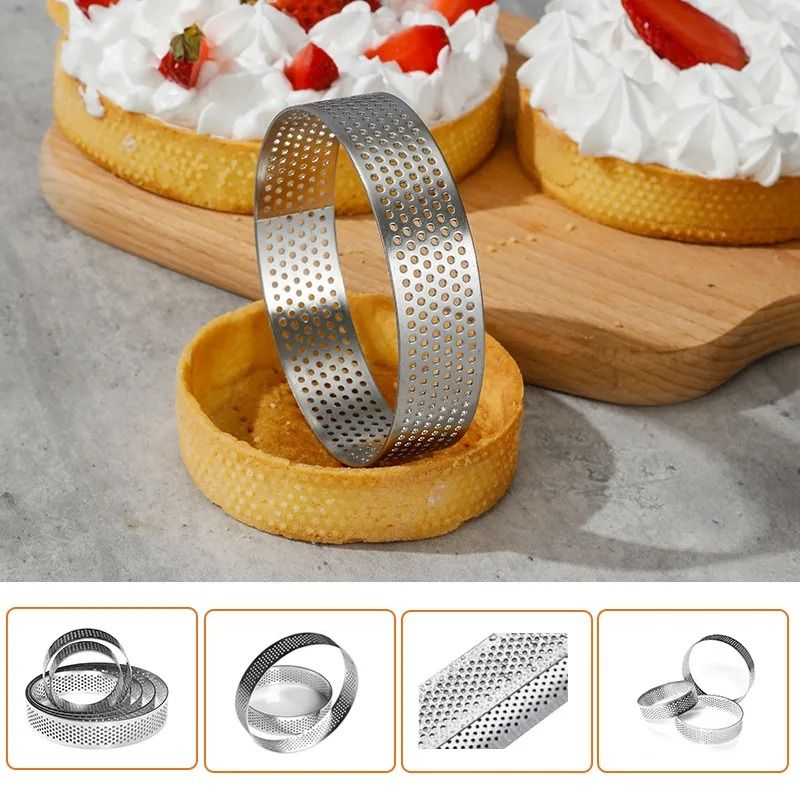 304 Stainless Steel Mousse Ring Cake Mold with Hole Bottom