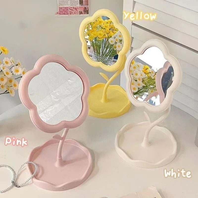 Flower Shaped Makeup Mirror Desk Vanity Mirror for Dorm and Bedroom