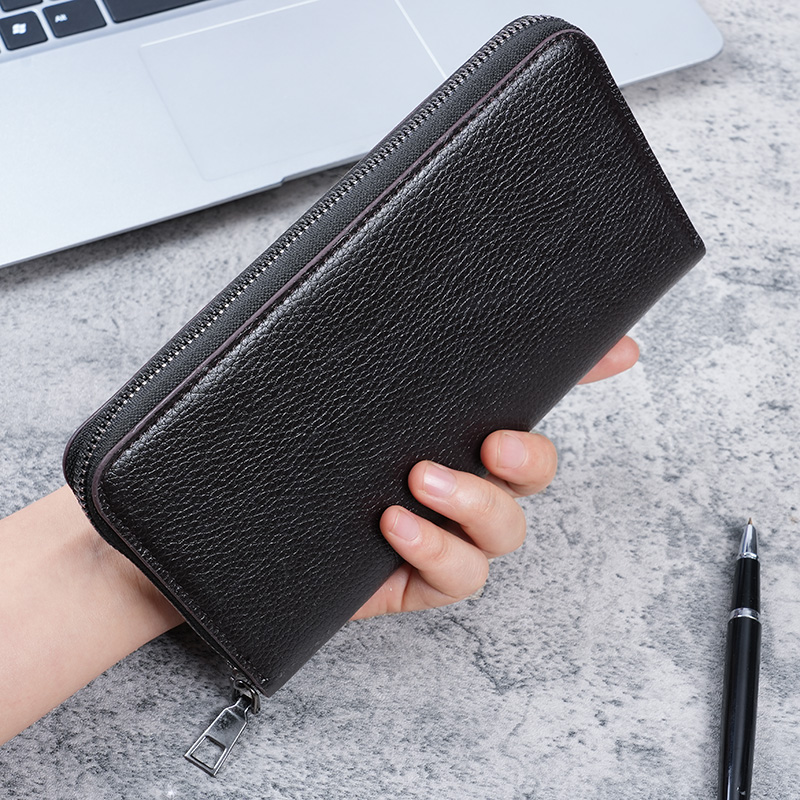 Premium Long Mens Zipper Wallet Multi Function Business & Phone Clutch