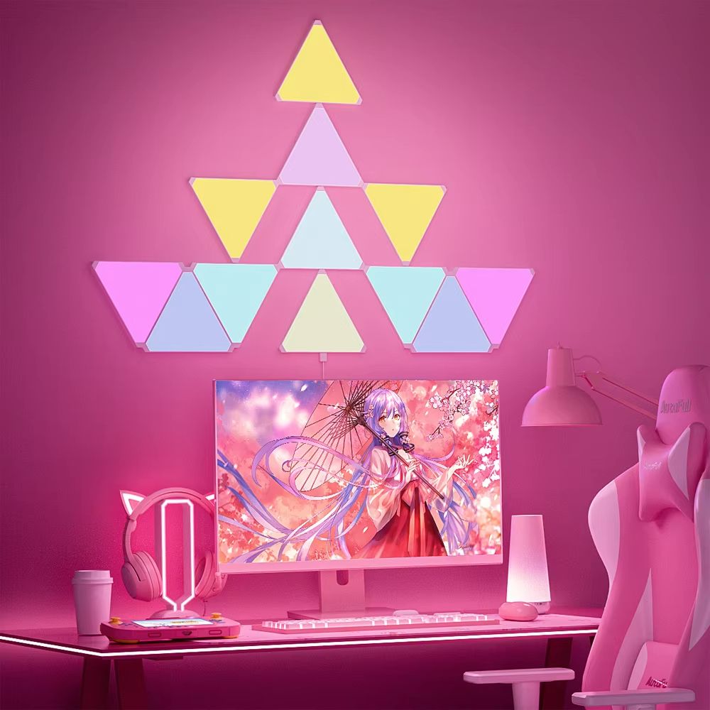 VividGlow Smart Triangle Lamp – Music Sync RGB Triangle LED Wall Light