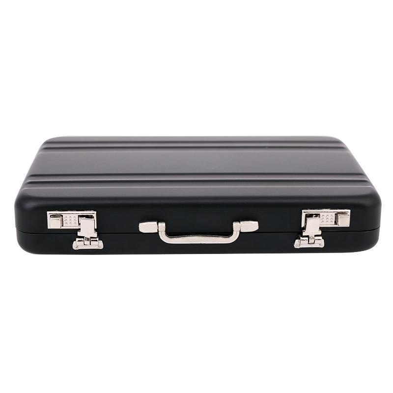 Portable Aluminum Business Card Holder Box Mini Briefcase Organizer