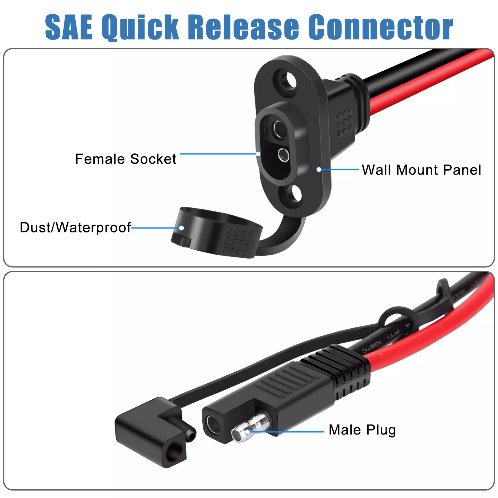 Adapter Battery Connector Cable, Quick Connector Harness, Plug to Female Socket