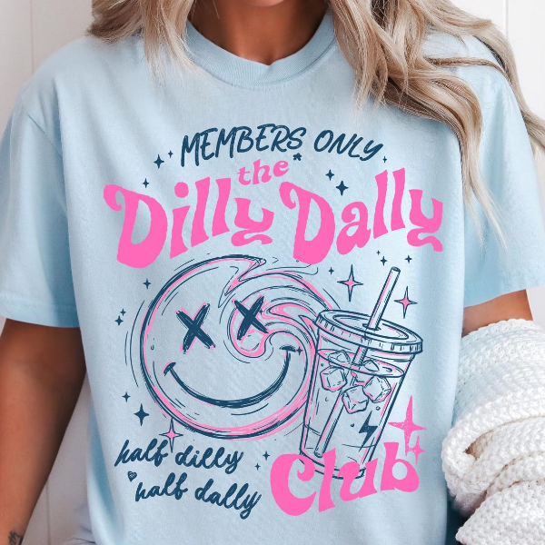 Dilly Dally Club Shirt Funny Introvert Lazy Girl Graphic Tee Trendy Outfit Gift