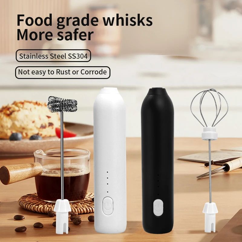 Rechargeable 3-Speed Electric Milk Frother & Egg Beater – Handheld Coffee Foam Maker