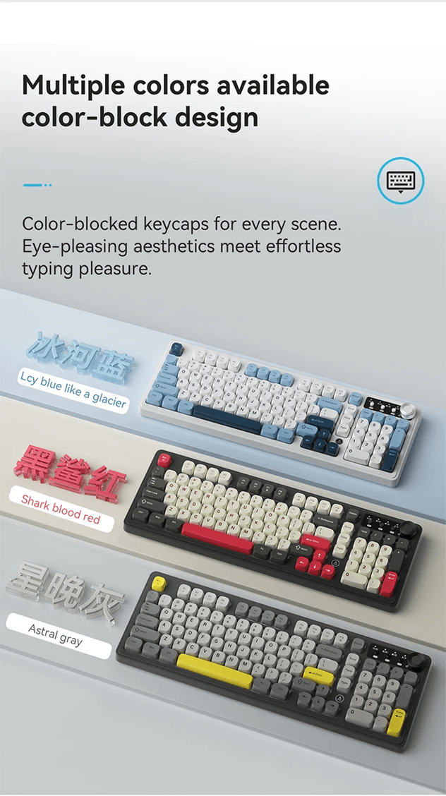 AJAZZ AF98 Wireless RGB Mechanical Feel Keyboard with Three Mode Connectivity