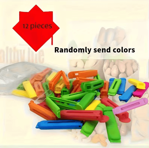 12PCS Food Bag Clips Set Portable Kitchen Sealing Clips for Snacks and Storage