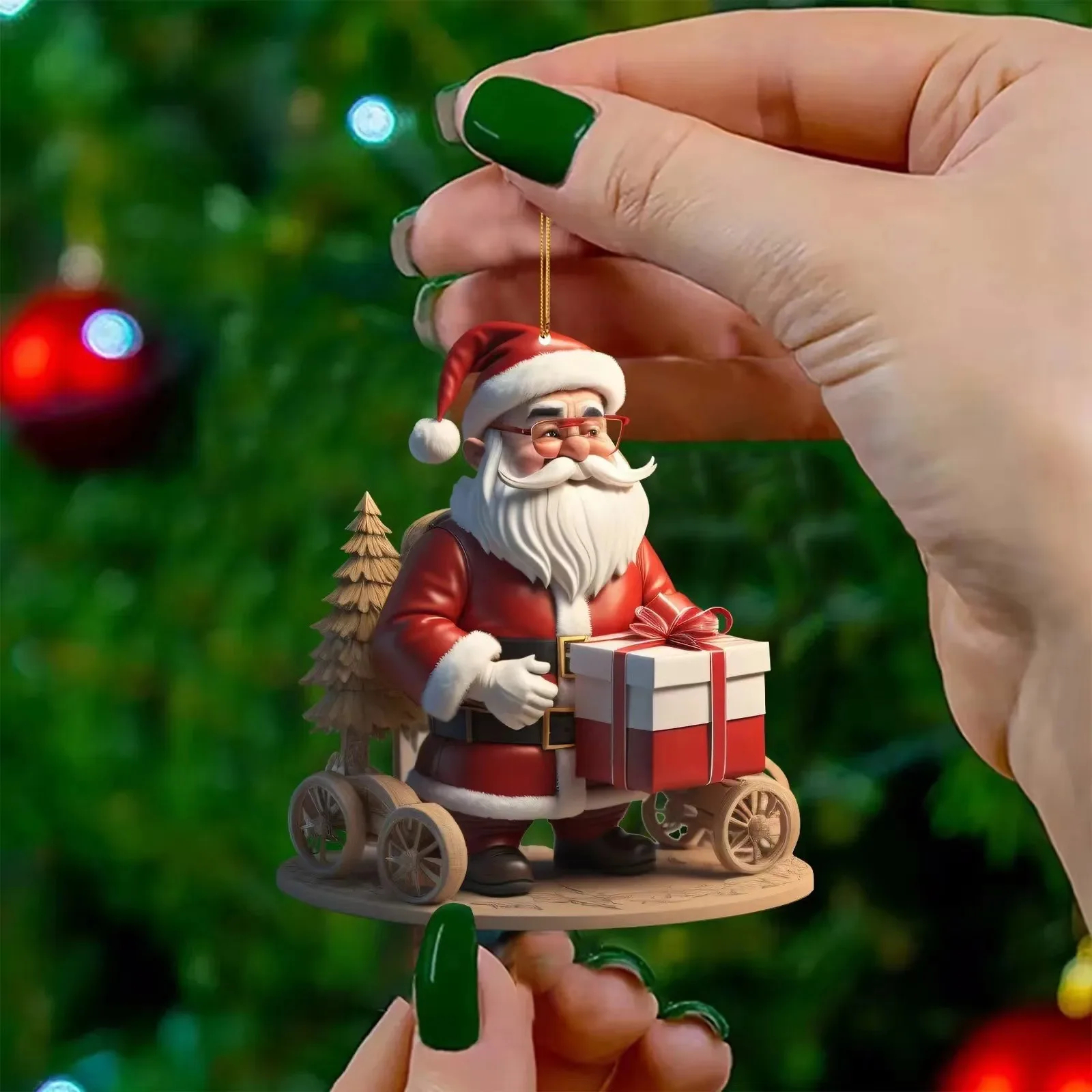 Christmas Flat Acrylic Cartoon Pendants, Noel Tree Hangings & Merry Xmas Ornaments, Christmas Decorations
