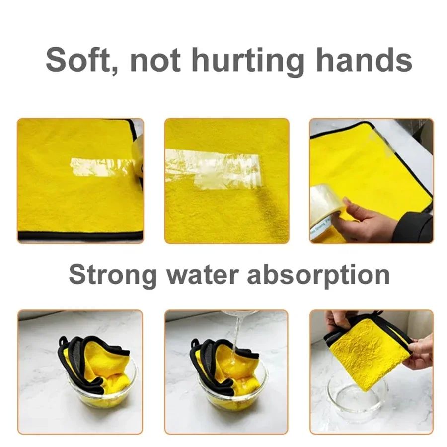Premium Thick Microfiber Car Cleaning Towels – Ultra Soft Scratch Free Double Layer Drying Cloths, 1/2/6pcs per Pack