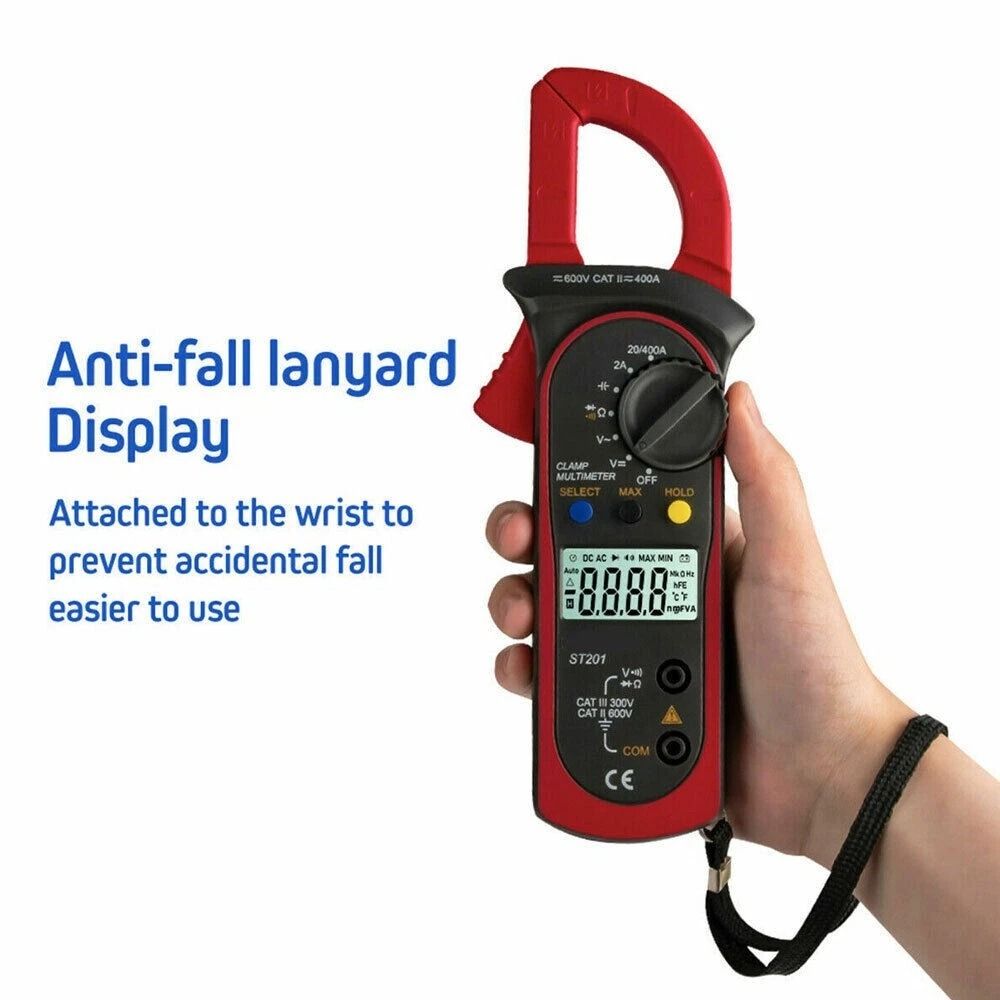 Digital Clamp Meter, Handheld True RMS Multimeter, AC Volt Amp, Ohm Cap Tester