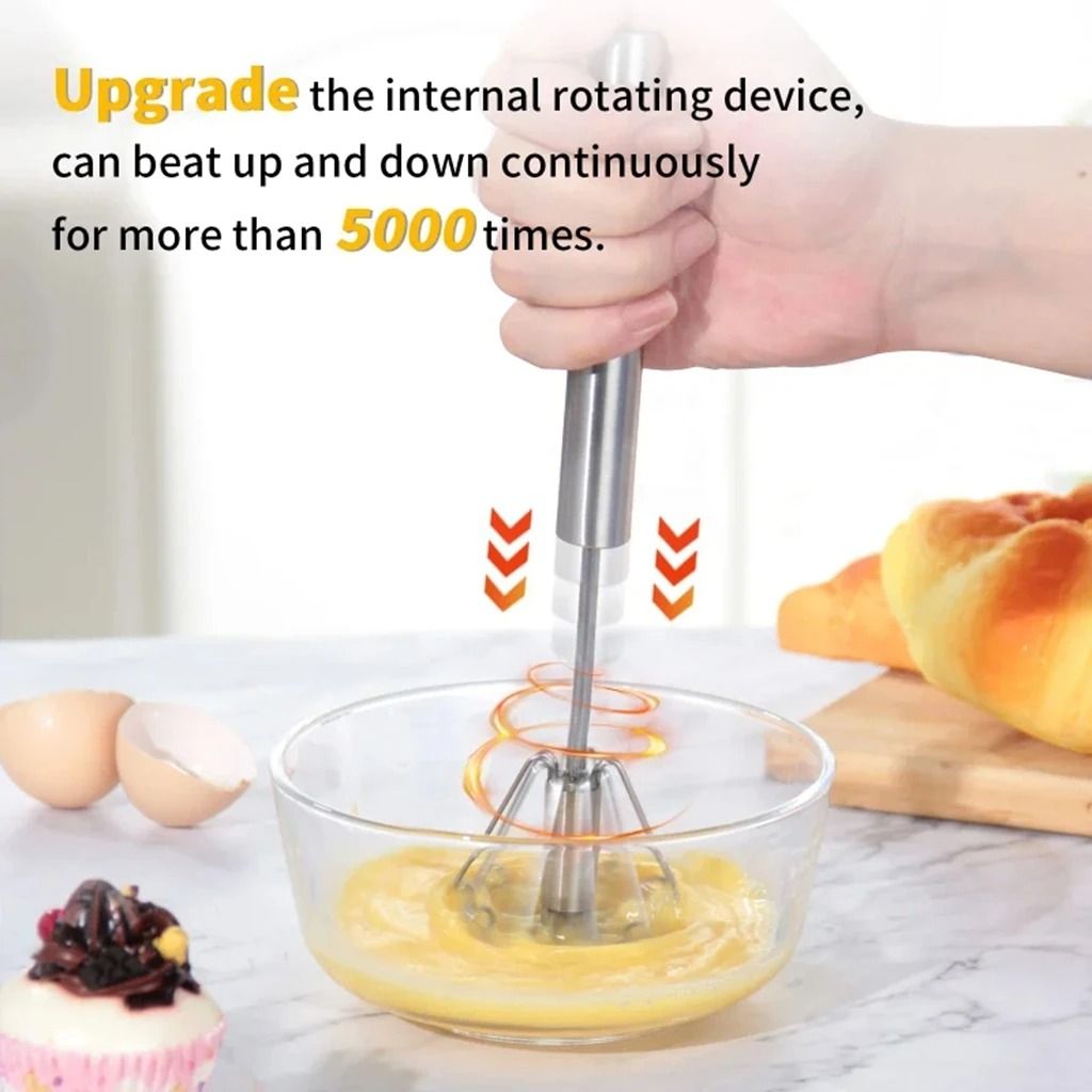 Semi Automatic Mixer Whisk Egg Beater Stainless Steel Manual Hand Mixer