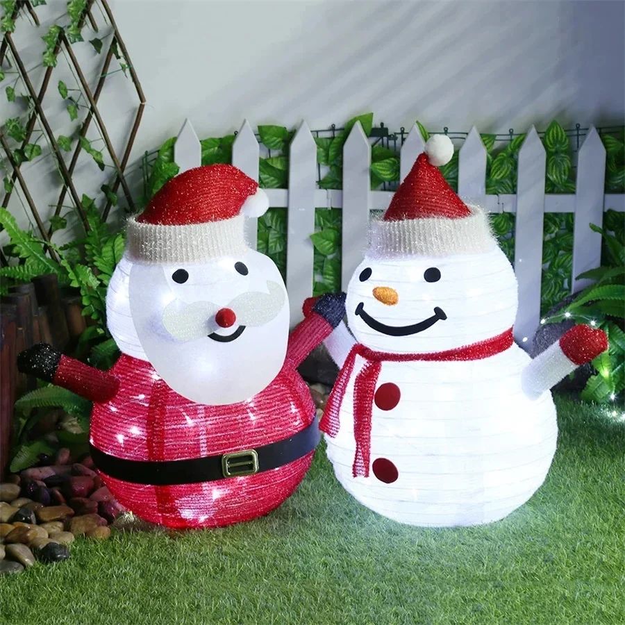LED Santa Claus & Snowman Garden Stake Lights – Waterproof Christmas Lawn Decoration with 40 LEDs