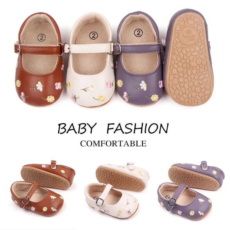 Embroidered Flower Baby Mary Jane Sandals Soft Sole First Walker Baby Shoes for 0-18 Months – Cute Summer Infant Footwea