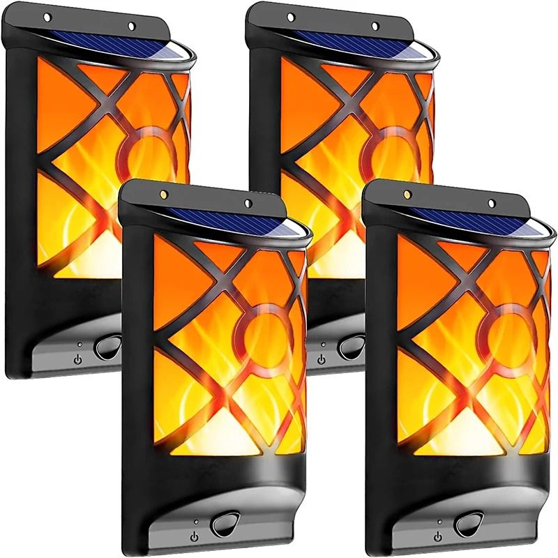 96 LED Solar Flame Lights Outdoor Waterproof Garden Path and Wall Flickering Torch Lamps