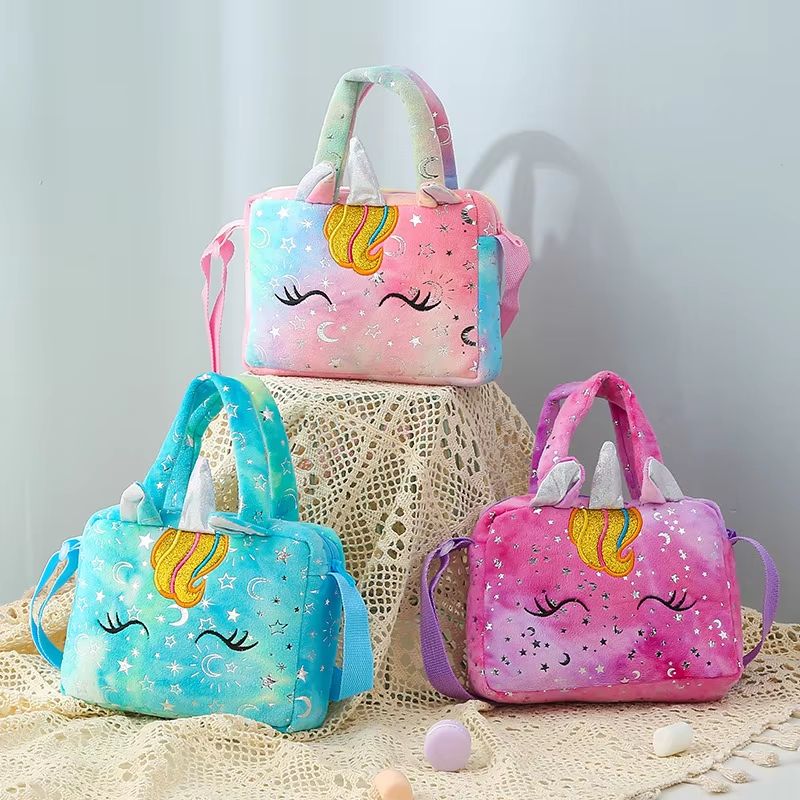 Kids Plush Unicorn Crossbody Bag – Soft Shoulder Handbag Coin Purse for Girls (7.68x6.10x2.05in)