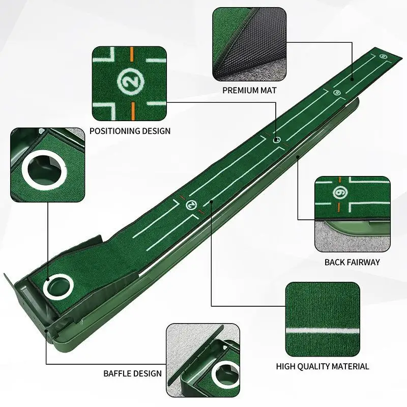 Portable Indoor and Outdoor Golf Practitioner, Mini Golf Green Putter Mat for Home, Office, and Travel