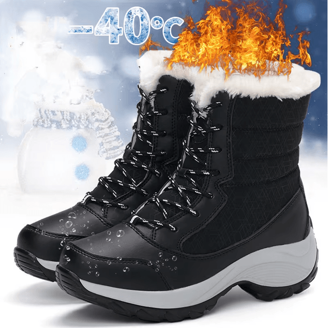Womens Waterproof Winter Snow Boots with Fur Lining