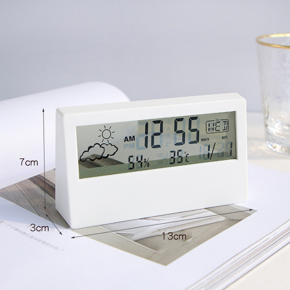 Creative Weather Station Alarm Clock, Multi-Functional Thermo-Hygrometer with Large Display, Perfect for Home, Office