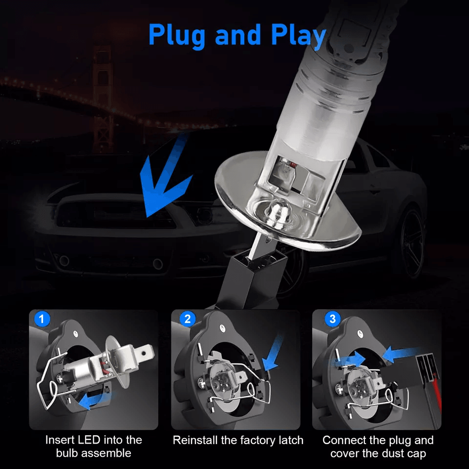 LED DRL Bulbs Fog Driving Light Conversion Kit, Super Bright Ice Blue CREE Plug & Play for Daytime & Night Safety