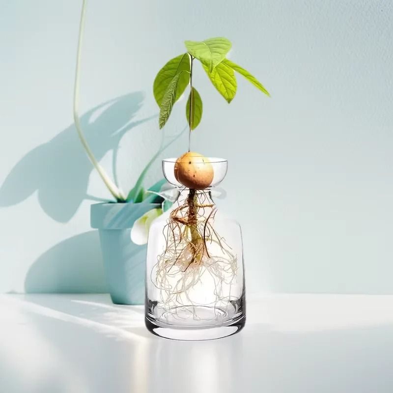Avocado Seed Starter Glass Vase | Grow Your Own Avocado Tree | Professional Hydroponic Planting Pot
