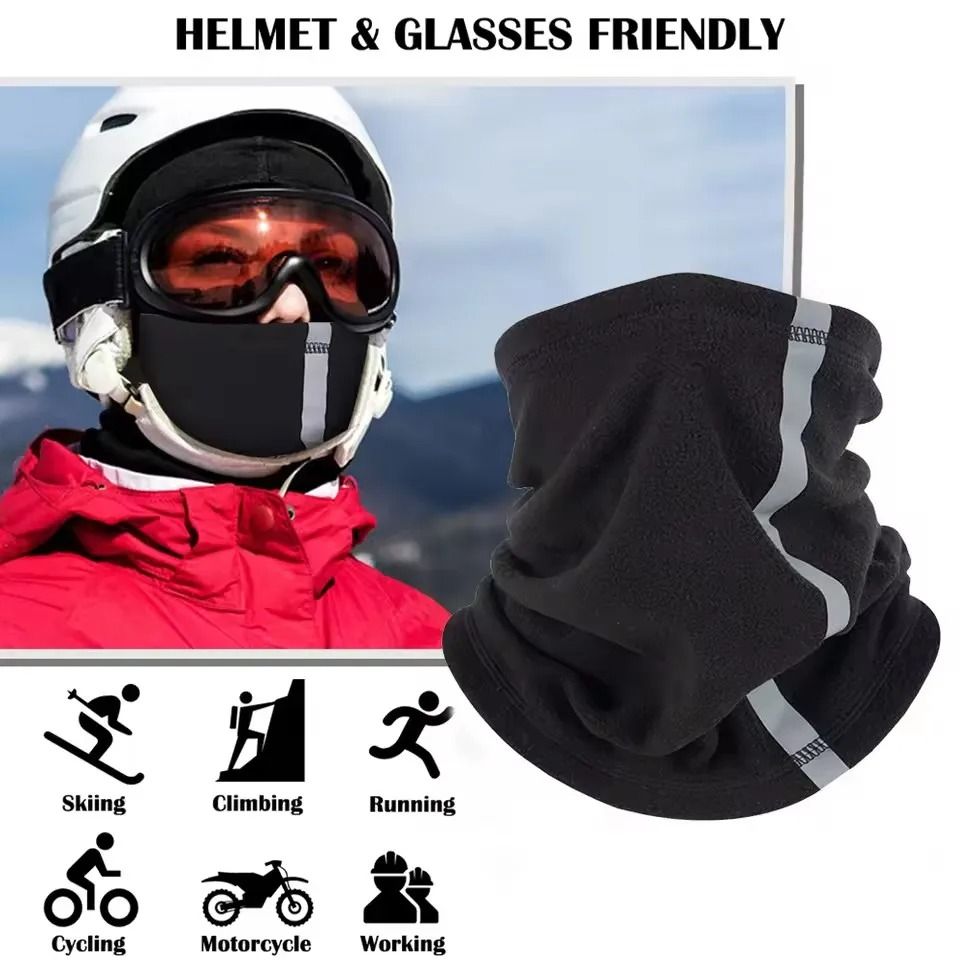 Winter Fleece Motorcycle Half Face Mask with Windproof Neck Cover