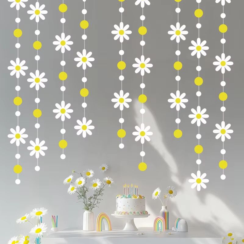Korean Style Daisy Wind Flag Flower Garland Party Hanging Room Decoration
