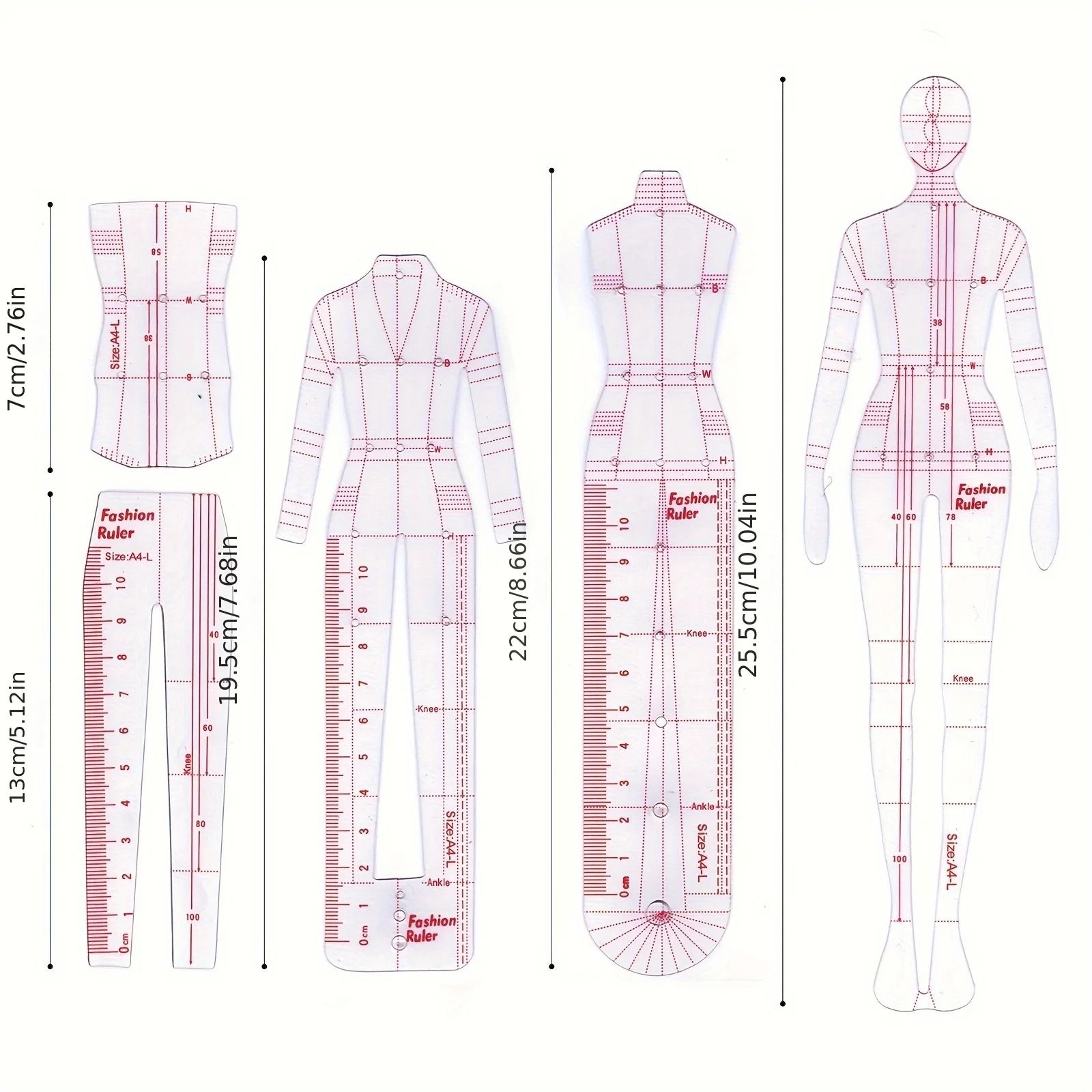 Transparent Fashion Model Body Template Ruler