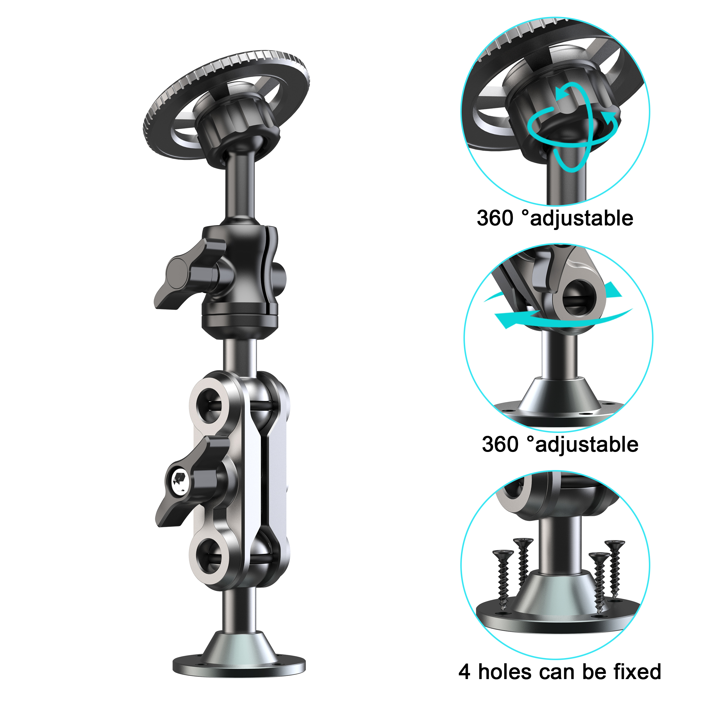 Heavy Duty Drill Base Magnetic Wall Holder for Wall Mount Kitchen Mount Car Dashboard Adjustable Aluminum for Phones